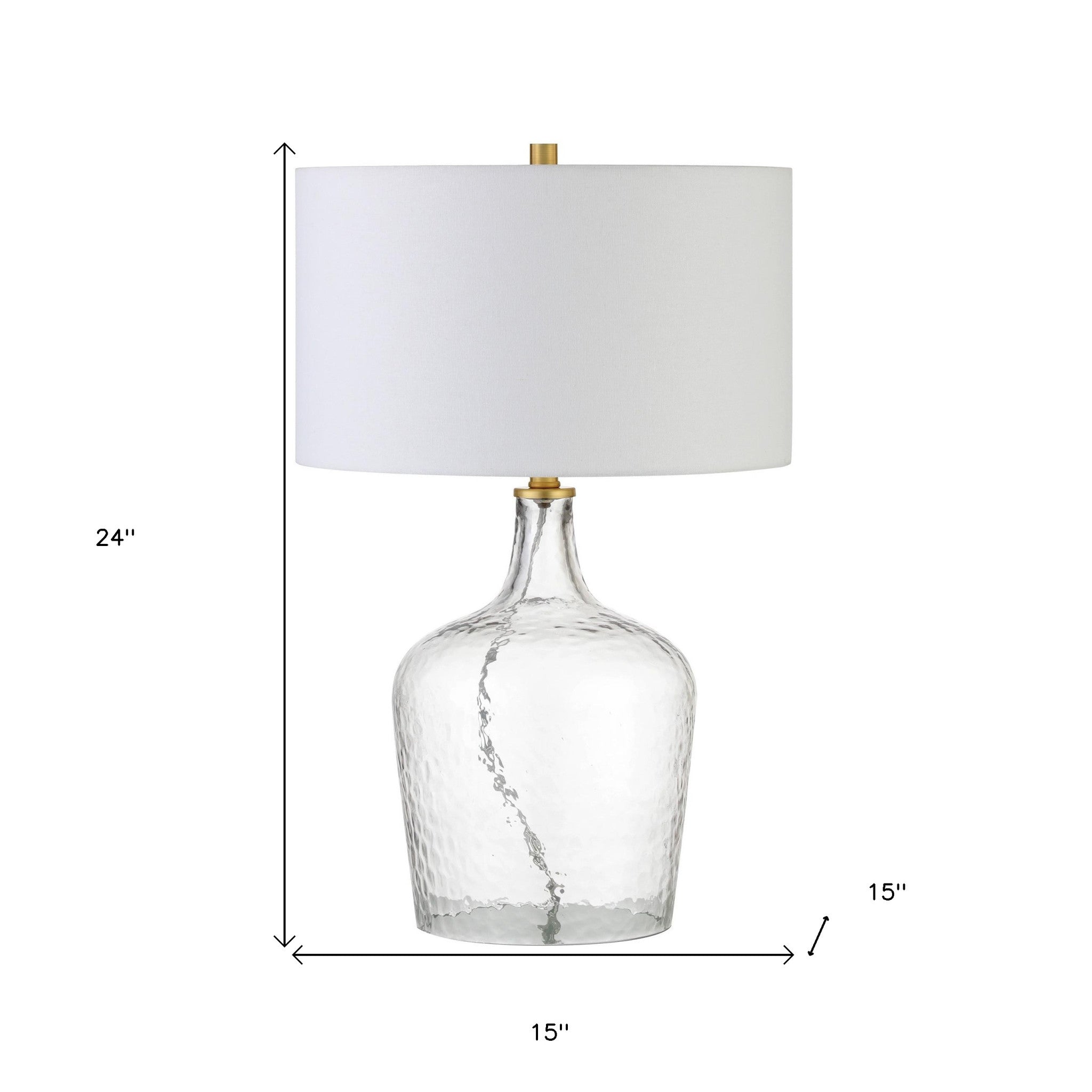 24" Clear Glass Gourd Table Lamp With White Drum Shade