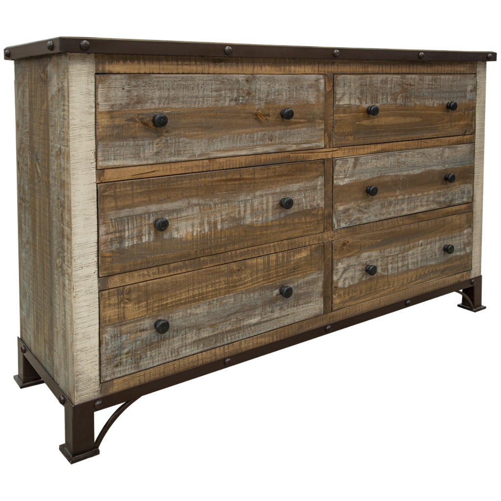 61" Brown Solid Wood Six Drawer Double Dresser