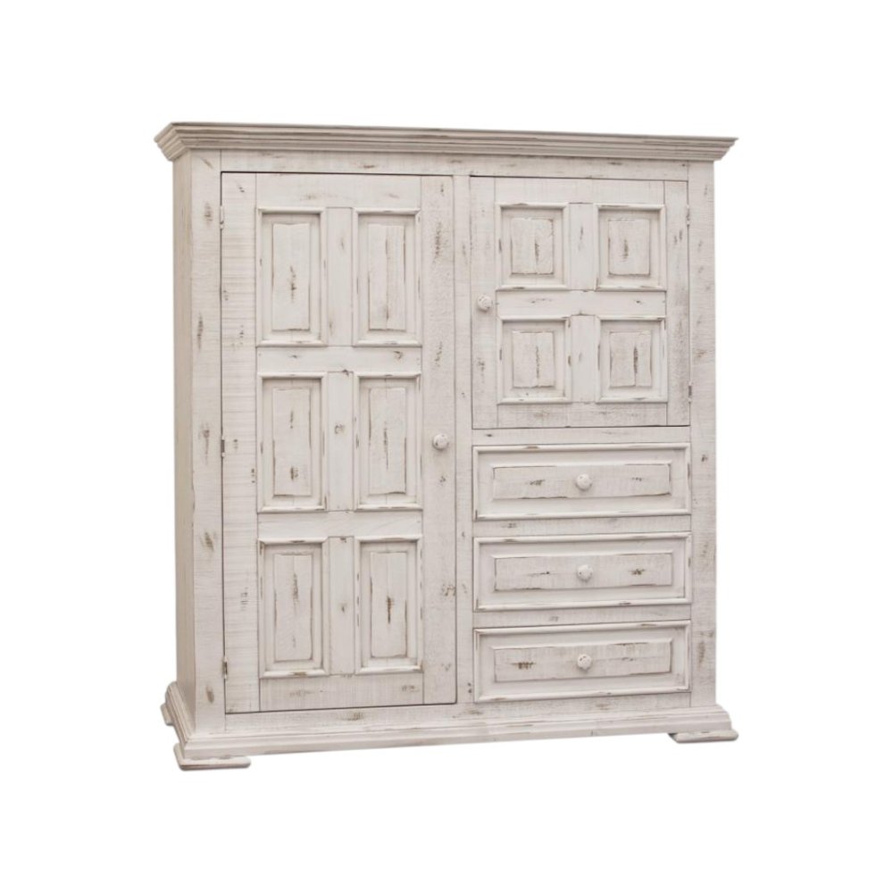 55" White Solid Wood Three Drawer Gentlemans Chest