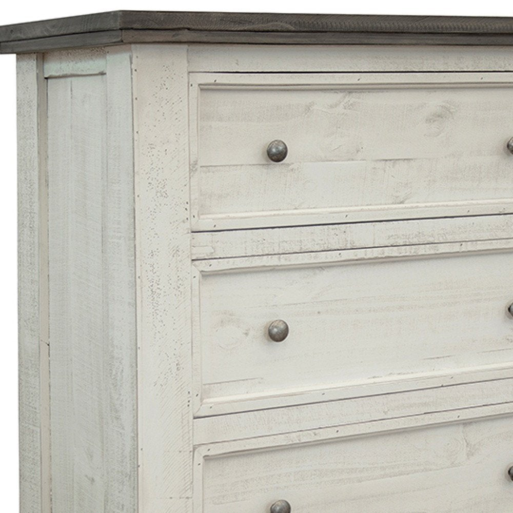 39" Gray And Ivory Solid Wood Four Drawer Dresser