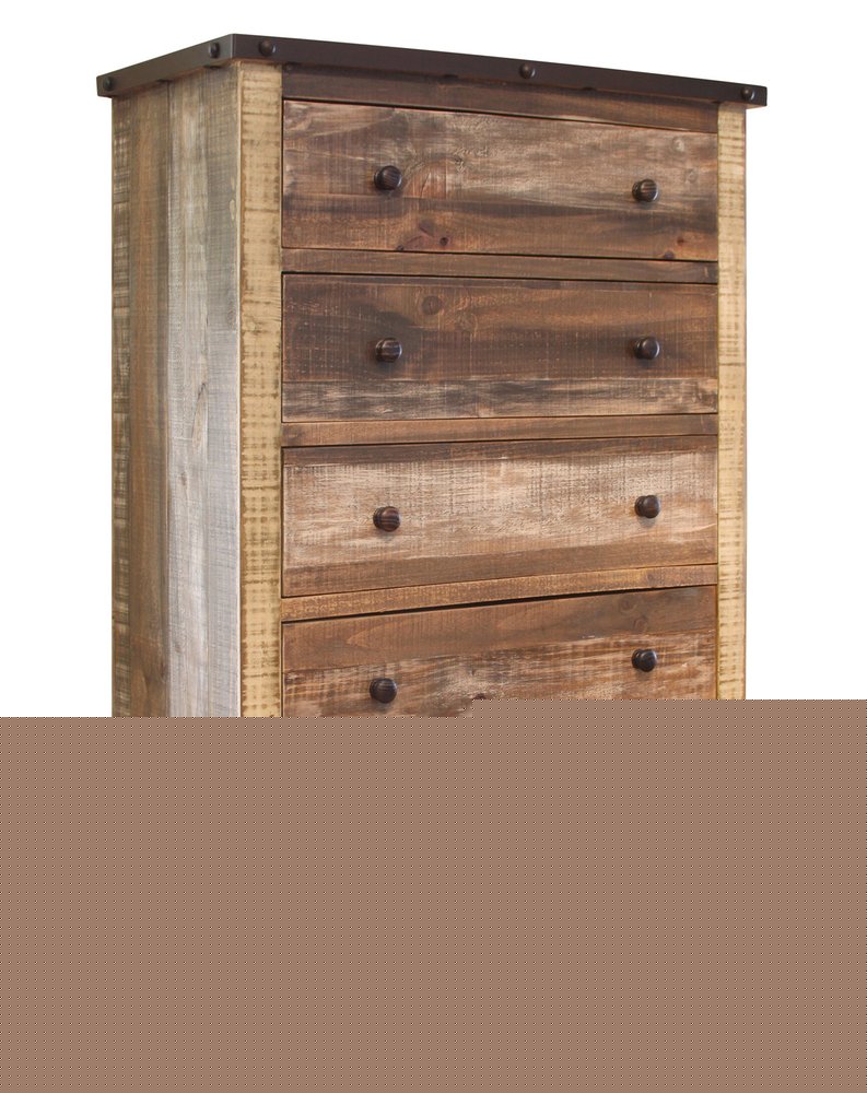 36" Brown Solid Wood Five Drawer Chest