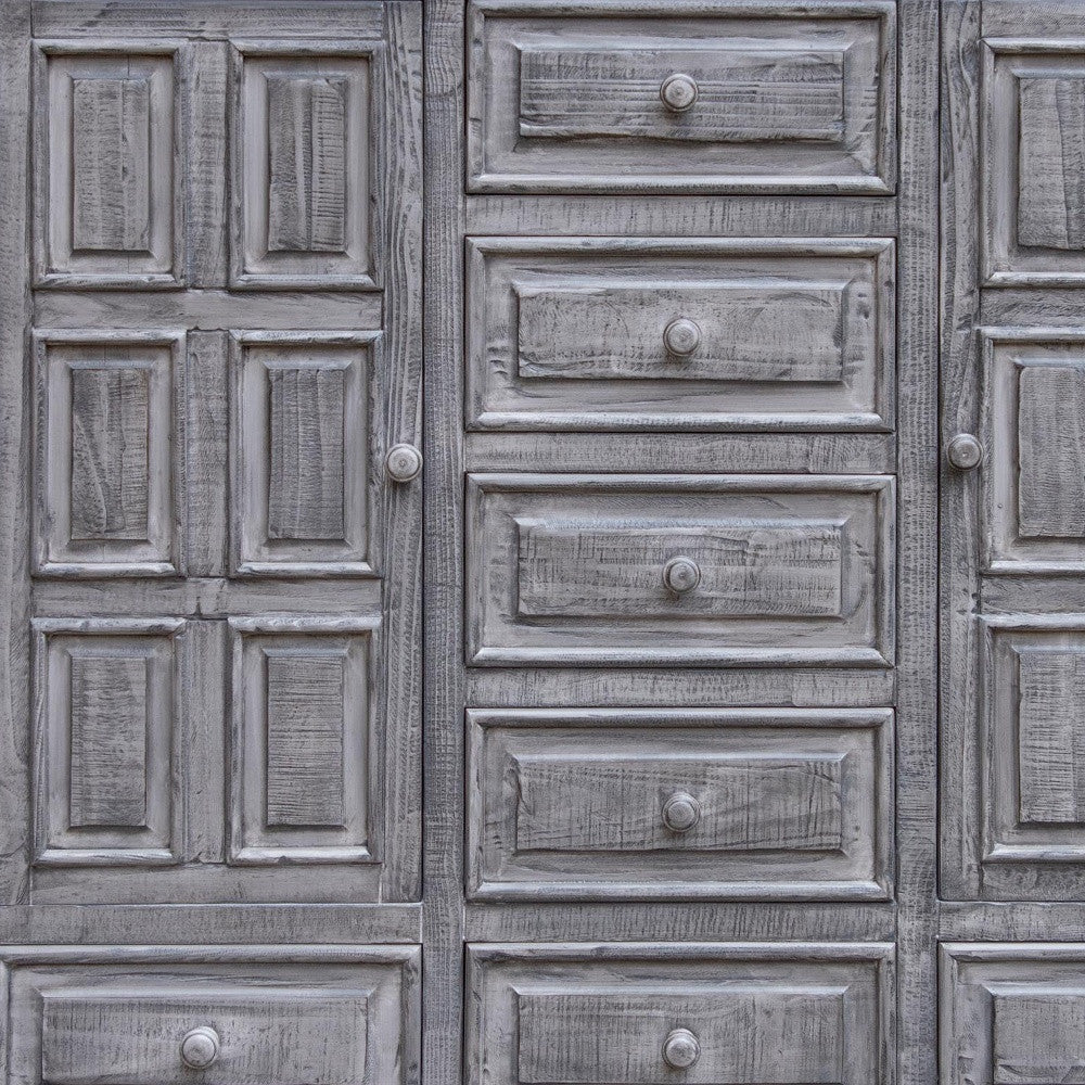 64" Gray Solid Wood Seven Drawer Gentlemans Chest