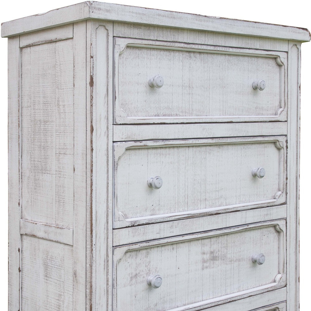 37" Antiqued White Solid Wood Four Drawer Dresser