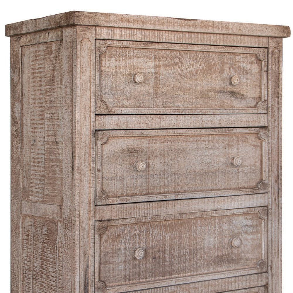 37" Natural Solid Wood Four Drawer Dresser