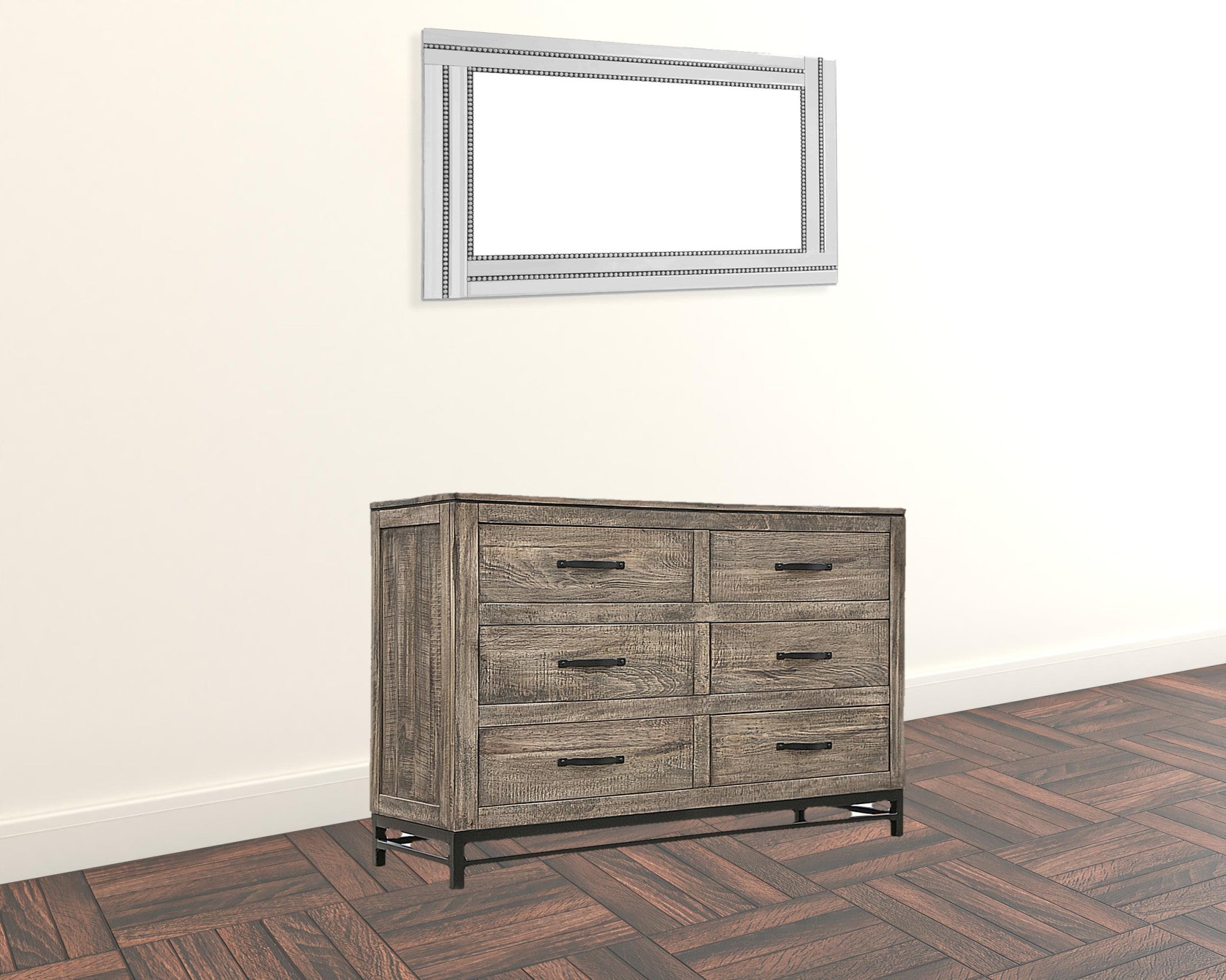 56" Brown Solid Wood Six Drawer Double Dresser