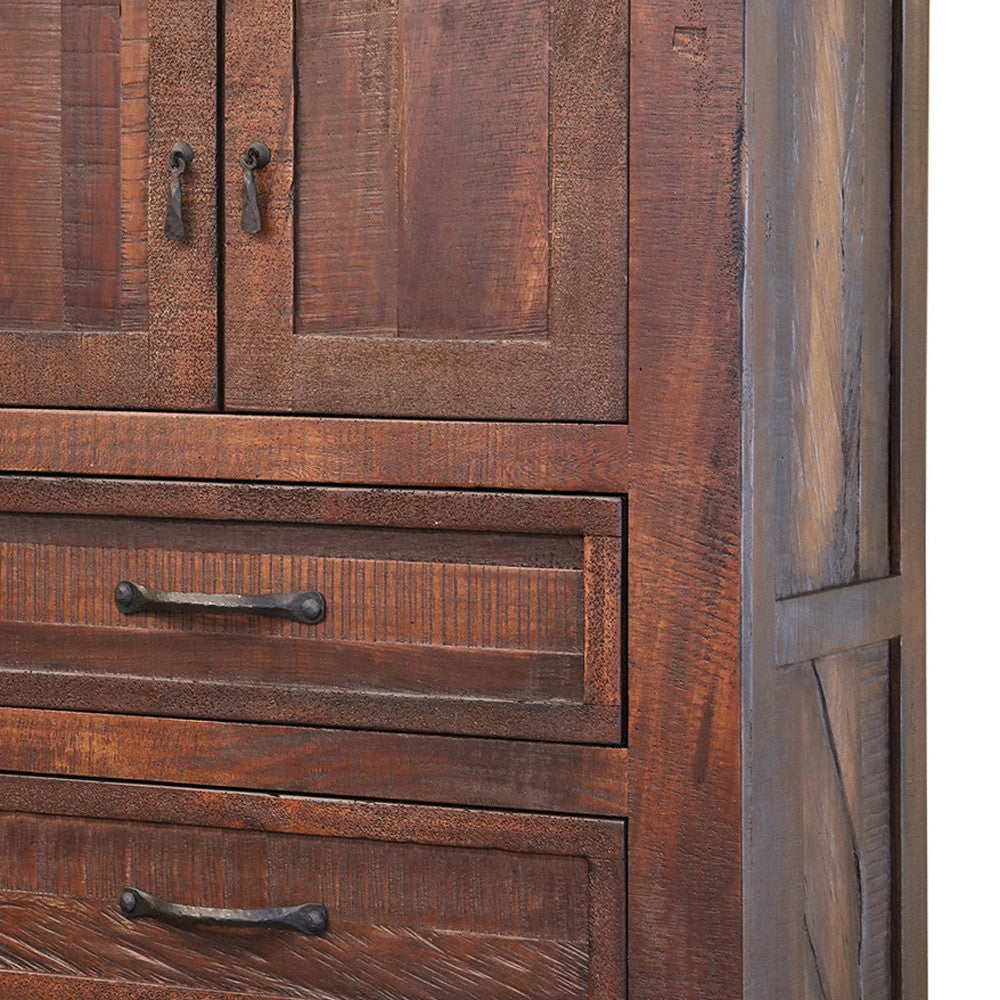 37" Brown Solid Wood Three Drawer Dresser