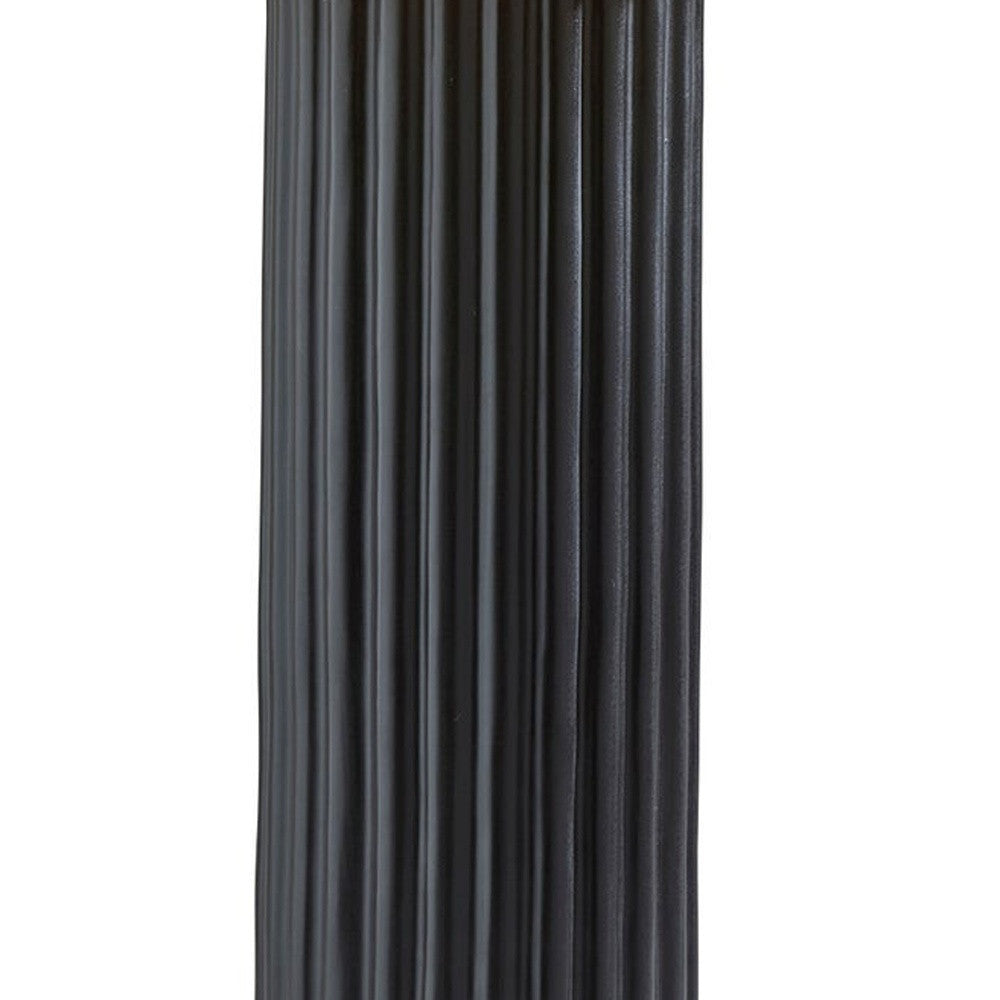 29" Black Ceramic Cylinder Table Lamp With Beige Drum Shade