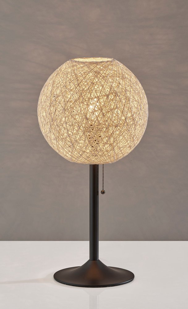 24" Antiqued Bronze Metal Candlestick Table Lamp With Off White Globe Shade