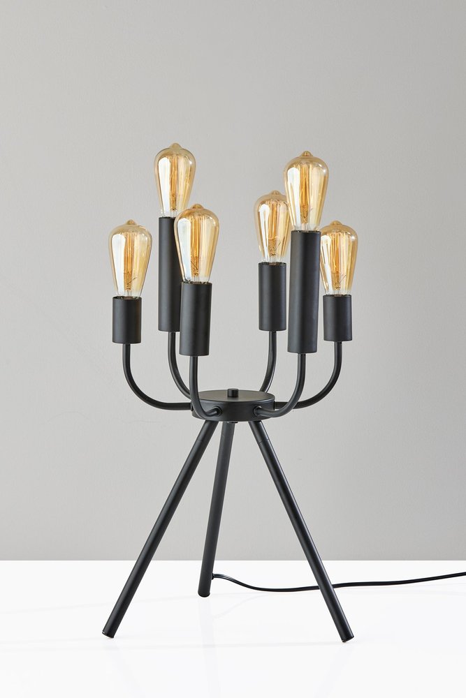 24" Black Six Light Tripod Tripod Lamp