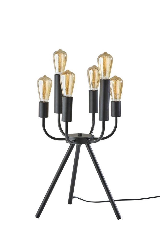 24" Black Six Light Tripod Tripod Lamp