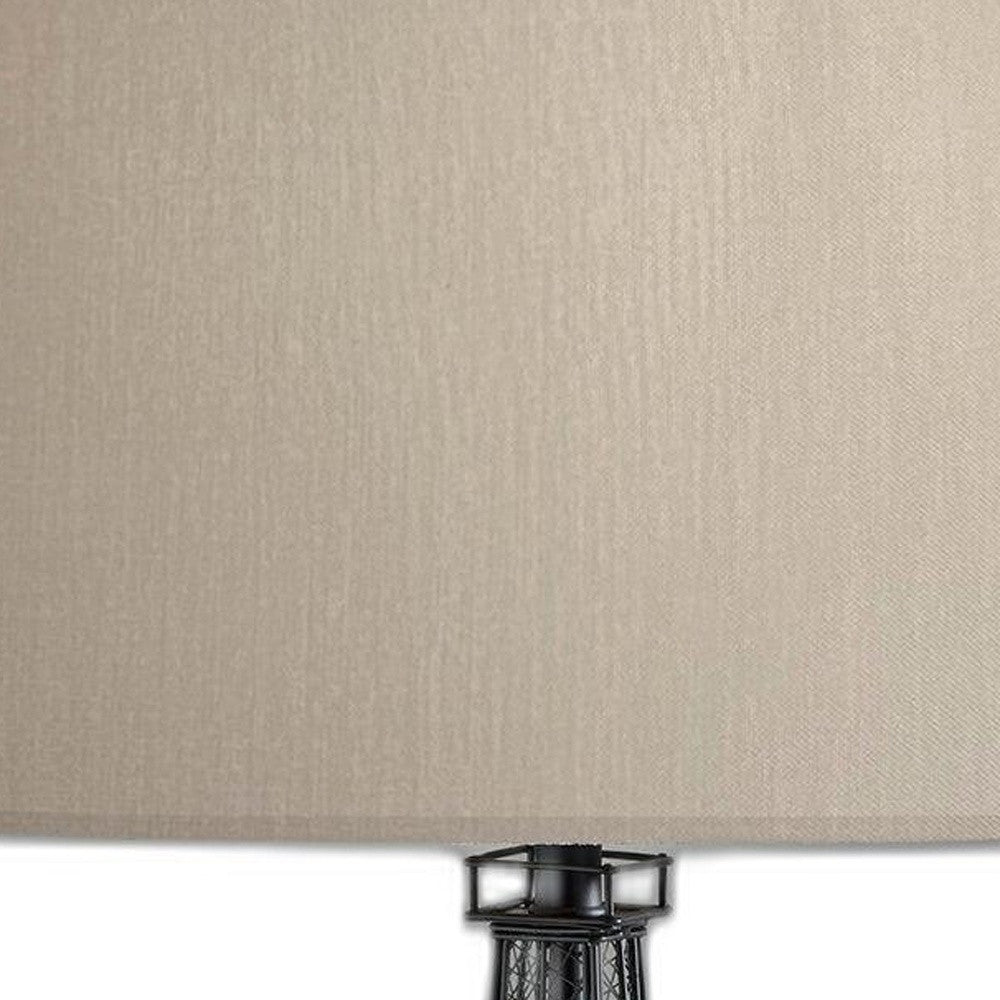 25" Black Acrylic Paris Desk Table Lamp With White Drum Shade