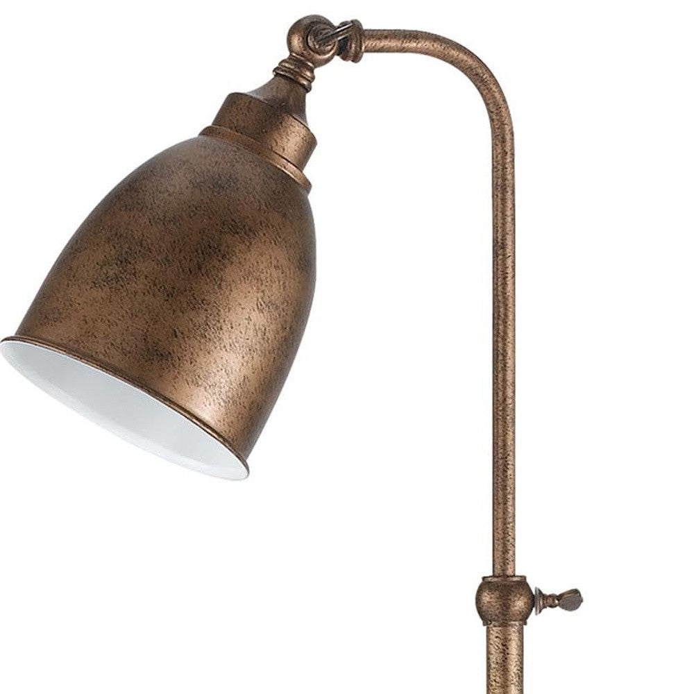 28" Bronze Metal Adjustable Lantern Table Lamp With Bronze Dome Shade