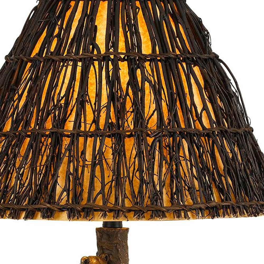 30" Bronze Table Lamp With Brown Empire Shade