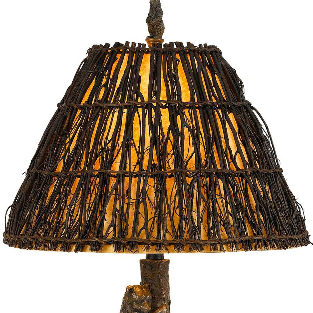 30" Bronze Table Lamp With Brown Empire Shade