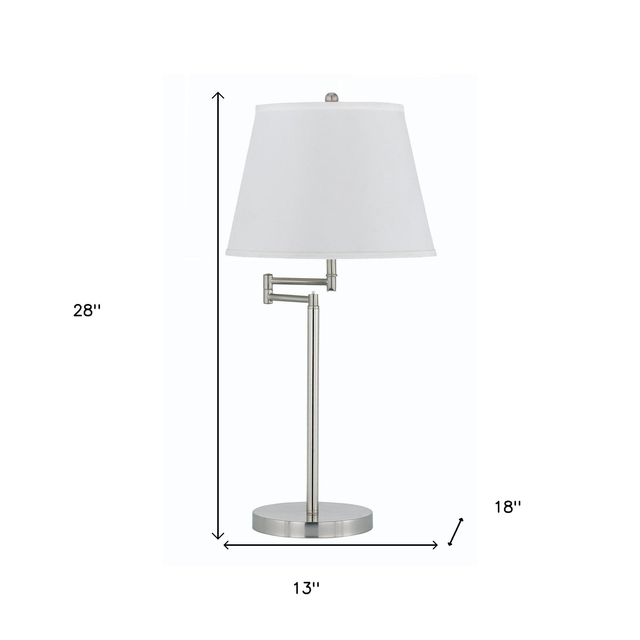 28" Nickel Metal Table Lamp With Off White Empire Shade