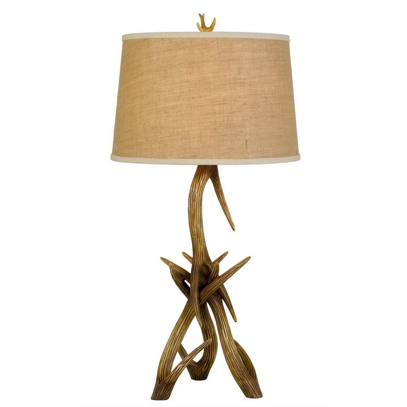 33" Brown Antlers Table Lamp With Brown Empire Shade