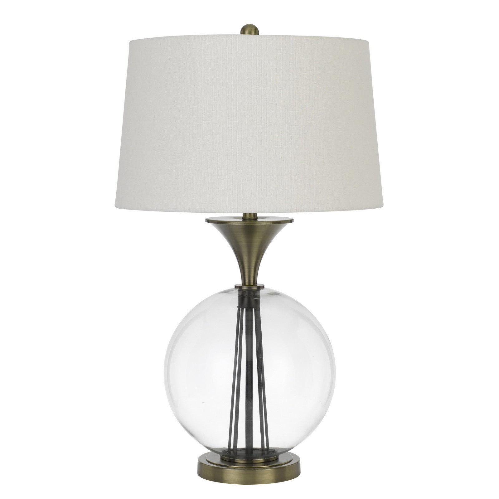 31" Bronze Metal Globe Table Lamp With White Empire Shade