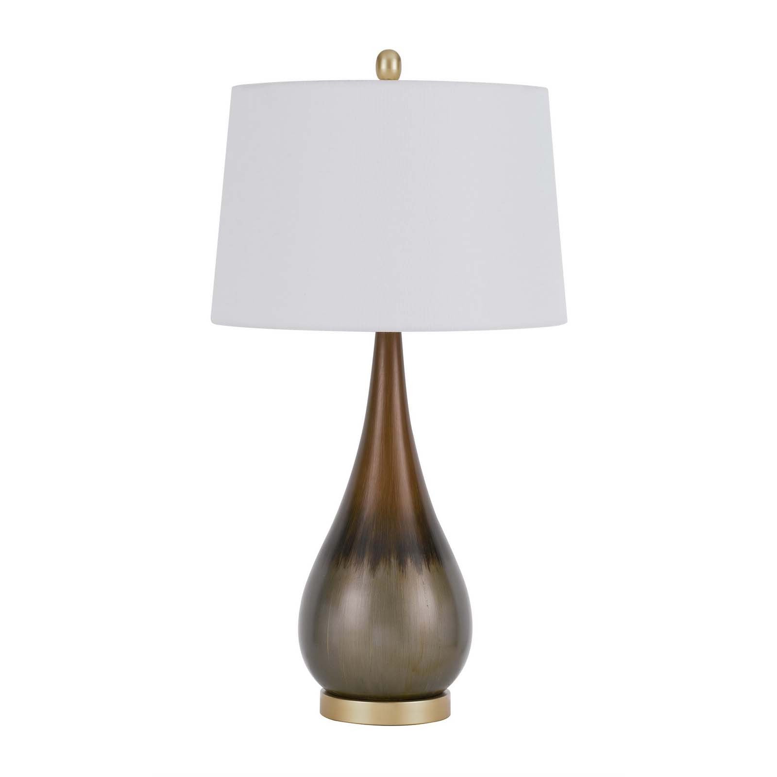 30" Taupe Metal Table Lamp With White Empire Shade