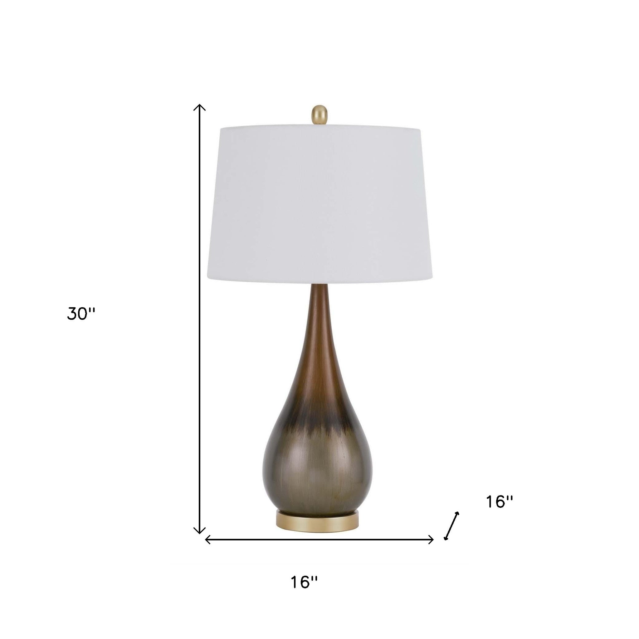 30" Taupe Metal Table Lamp With White Empire Shade
