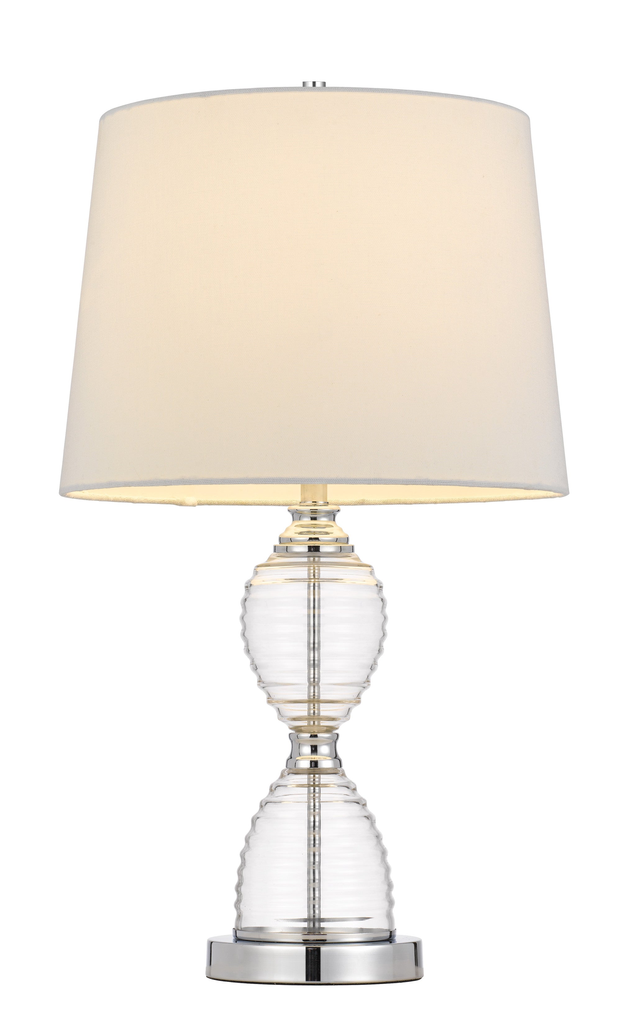 24" Clear Metal Table Lamp With White Empire Shade