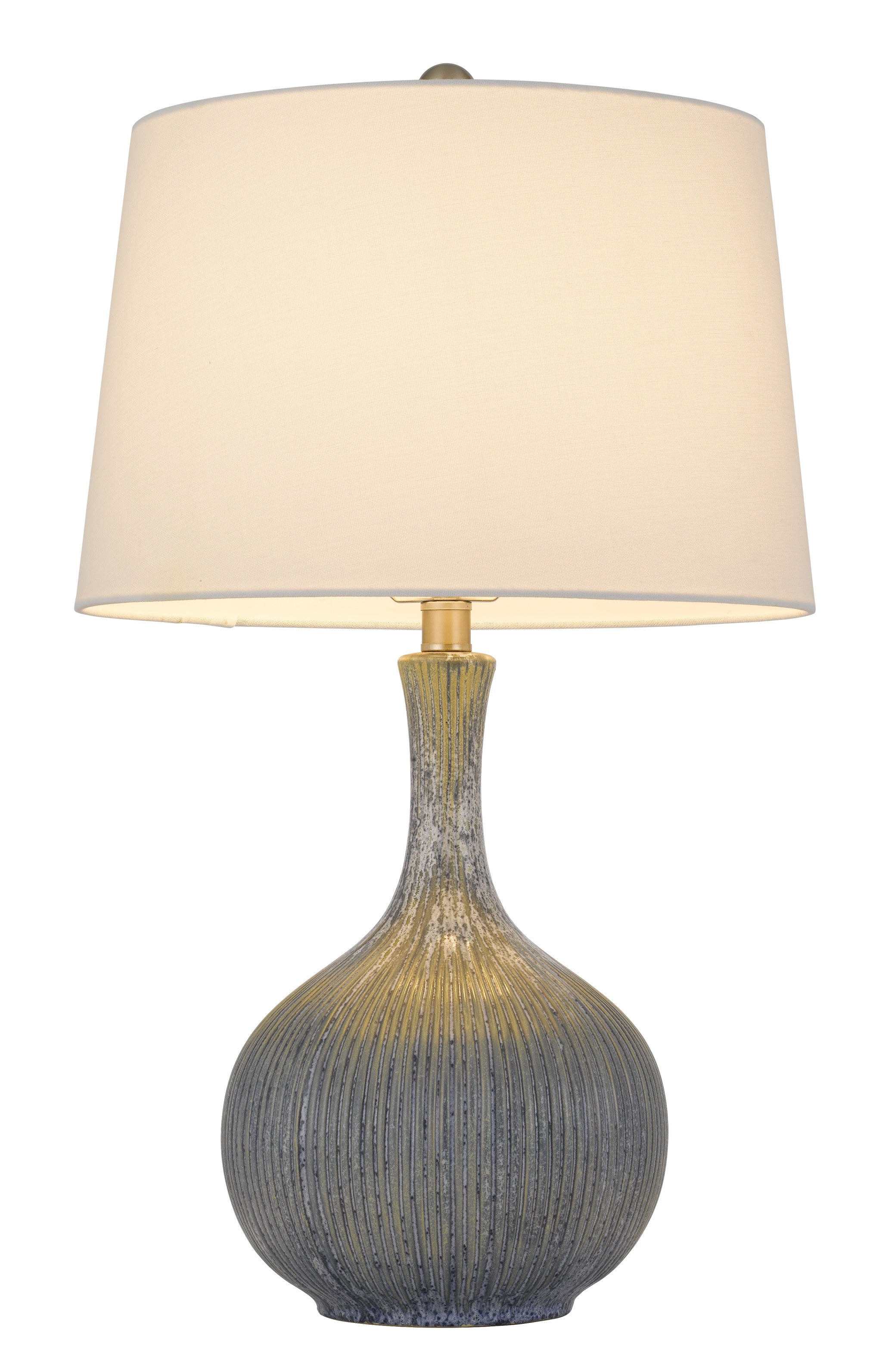 25" Stone Ceramic Table Lamp With White Empire Shade