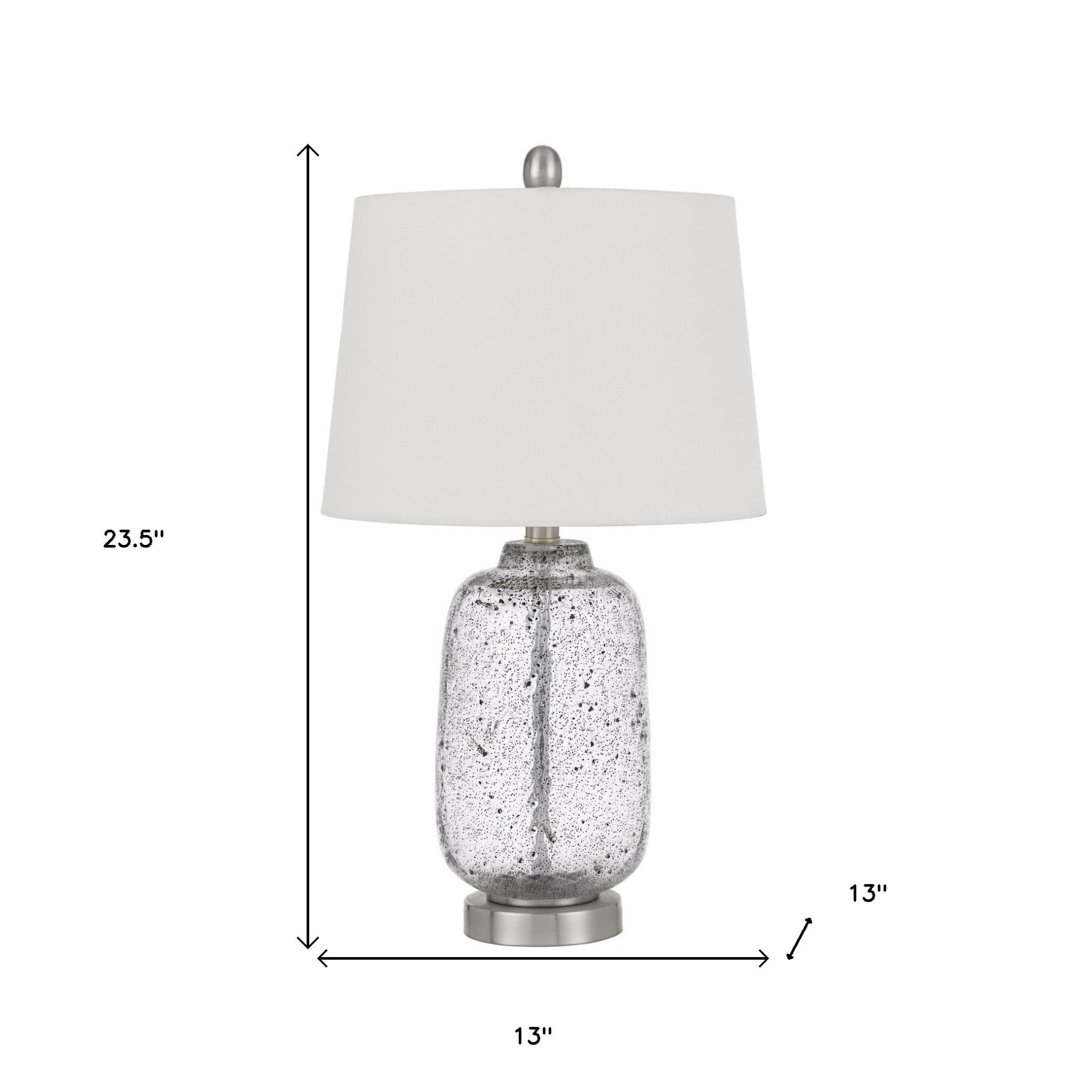 24" Nickel Metal Table Lamp With White Empire Shade