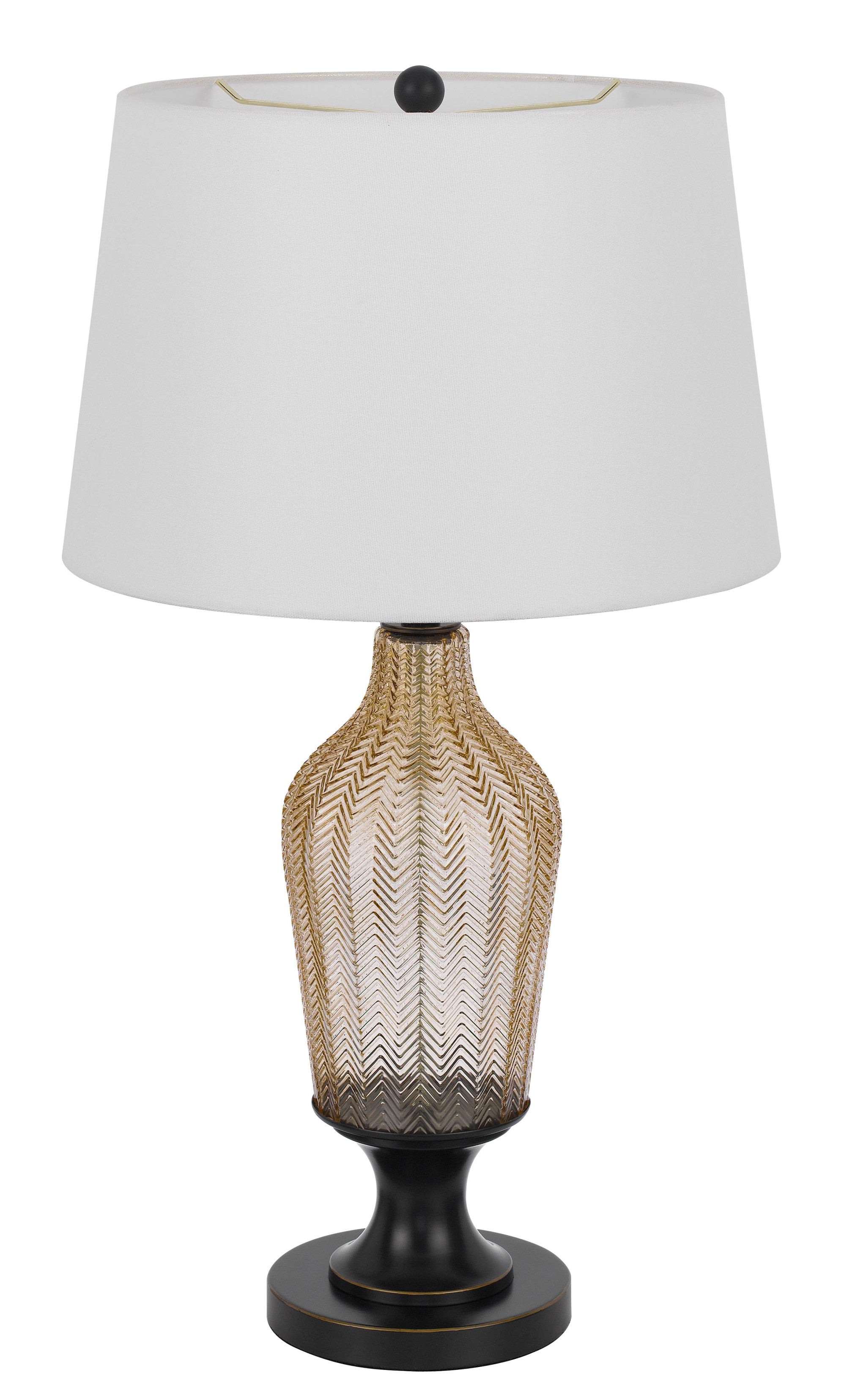 31" Bronze Glass Table Lamp With White Empire Shade