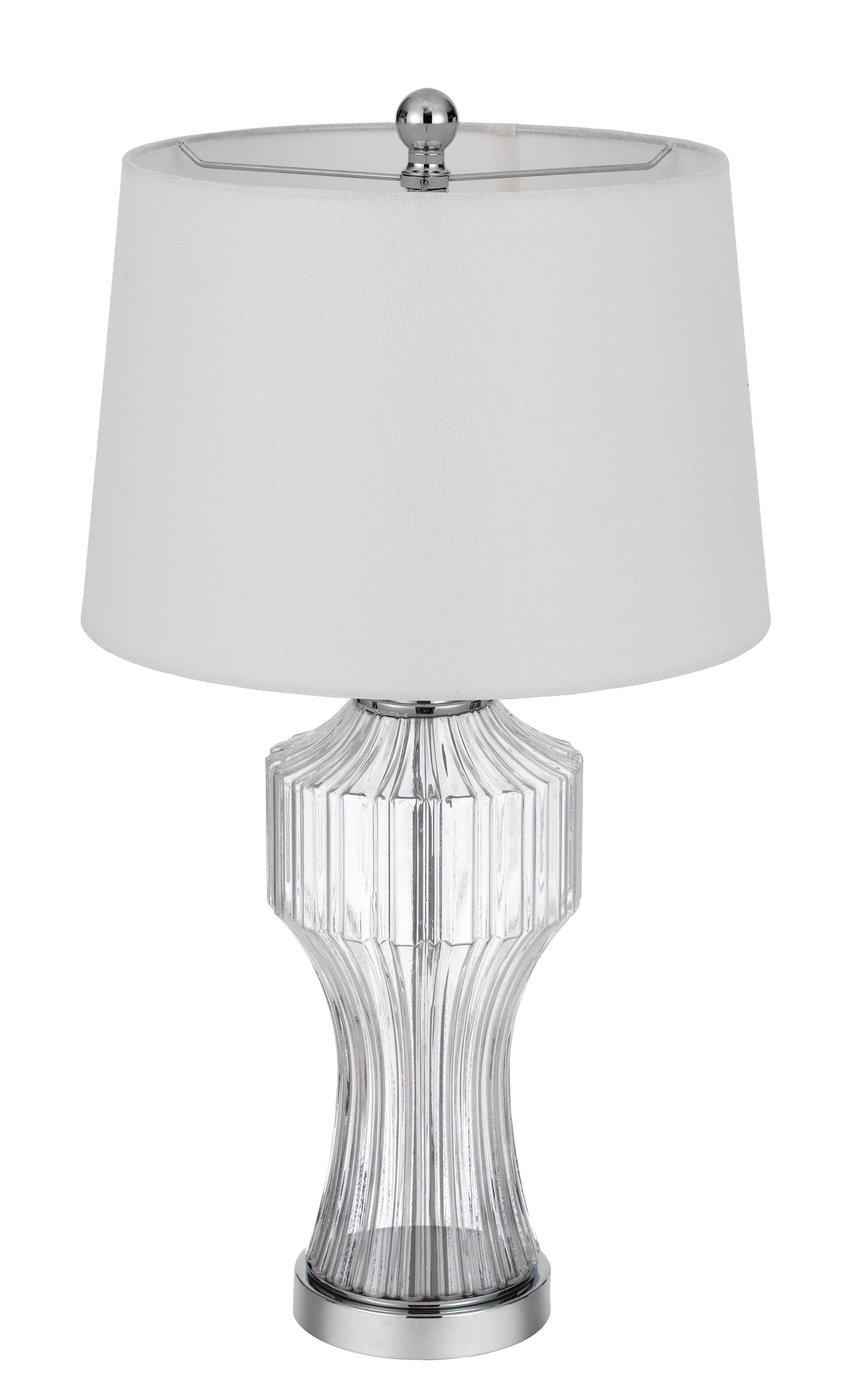 26" Clear Glass Table Lamp With White Empire Shade
