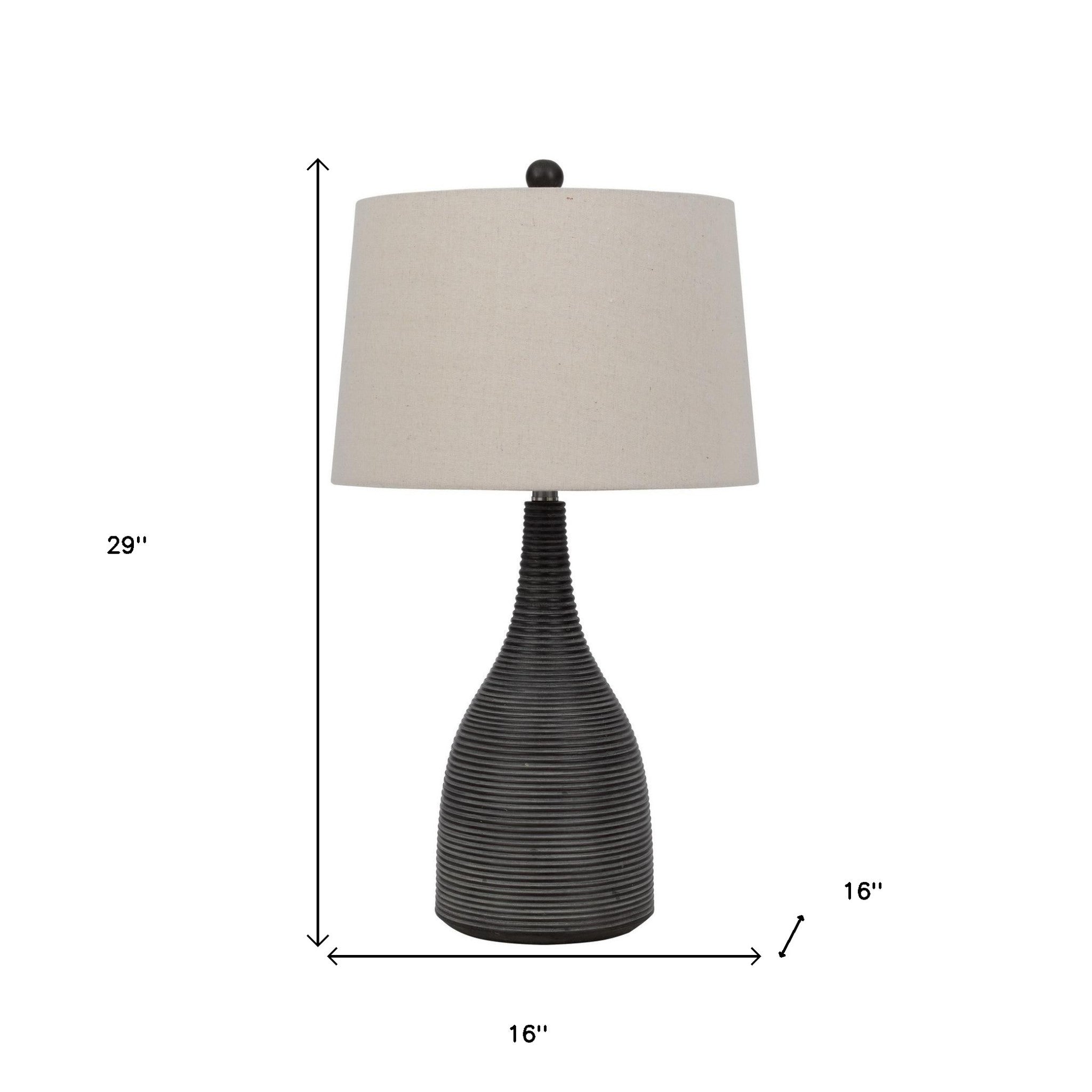 29" Black Ceramic Table Lamp With Beige Empire Shade