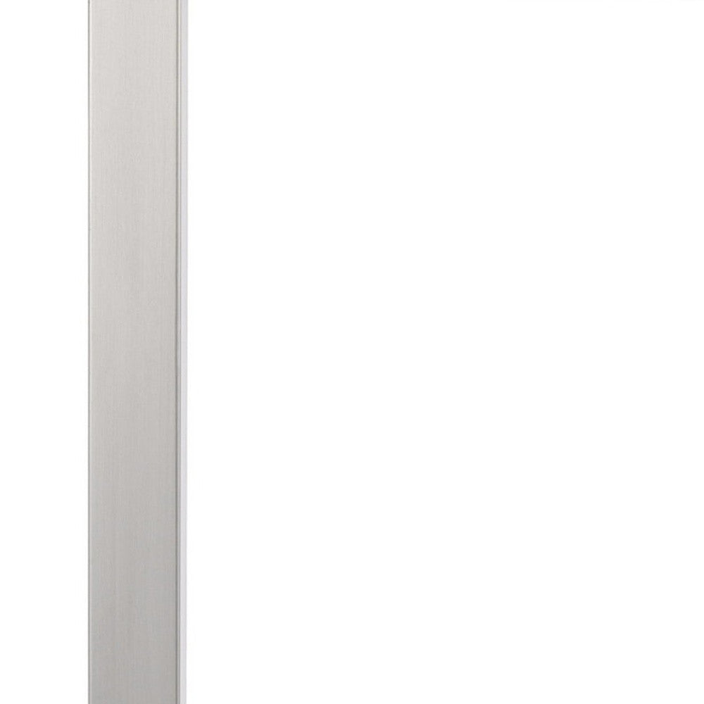 25" Nickel Metal Desk Usb Table Lamp With White Rectangular Shade