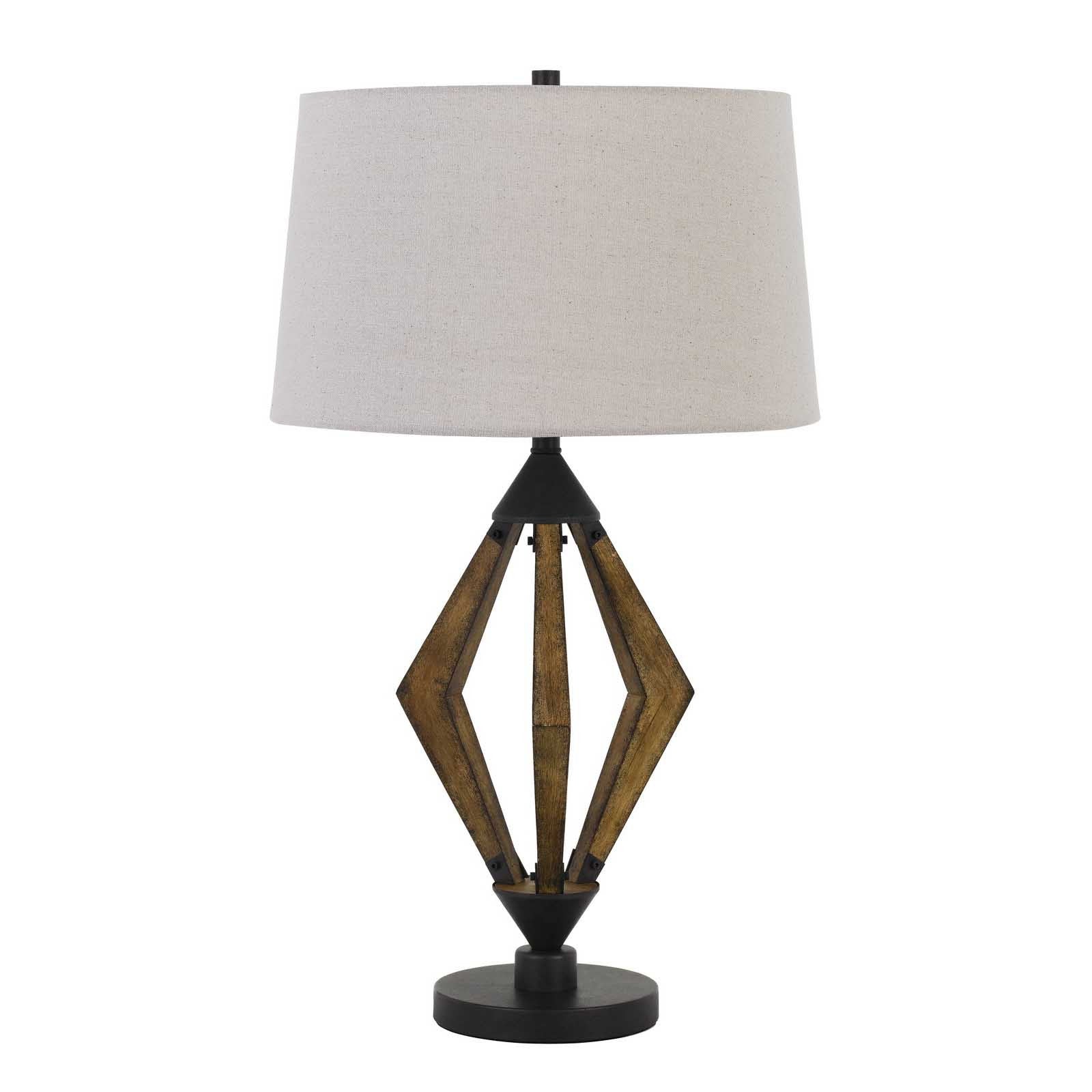 30" Black Metal Table Lamp With Brown Empire Shade