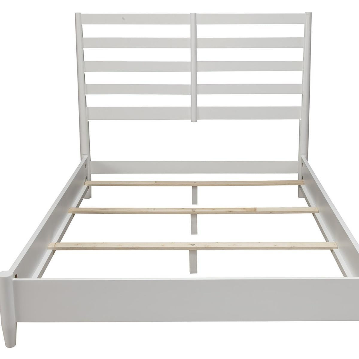 White Slat Back Solid Wood King Bed Frame