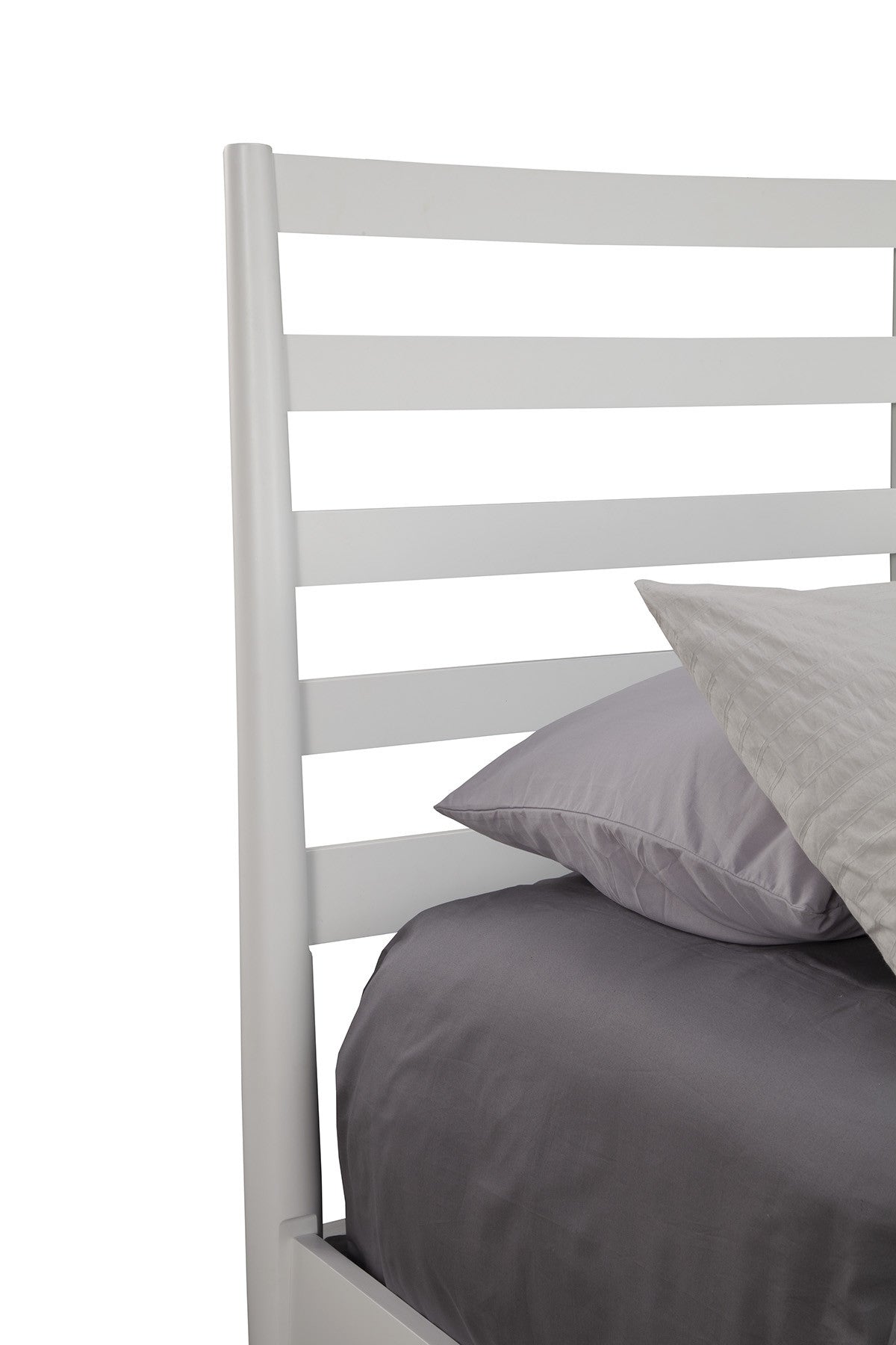 White Slat Back Solid Wood King Bed Frame