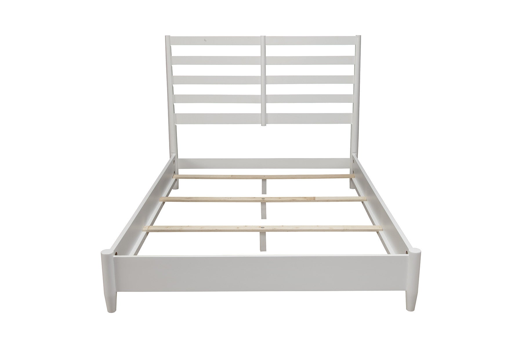White Slat Back Solid Wood King Bed Frame