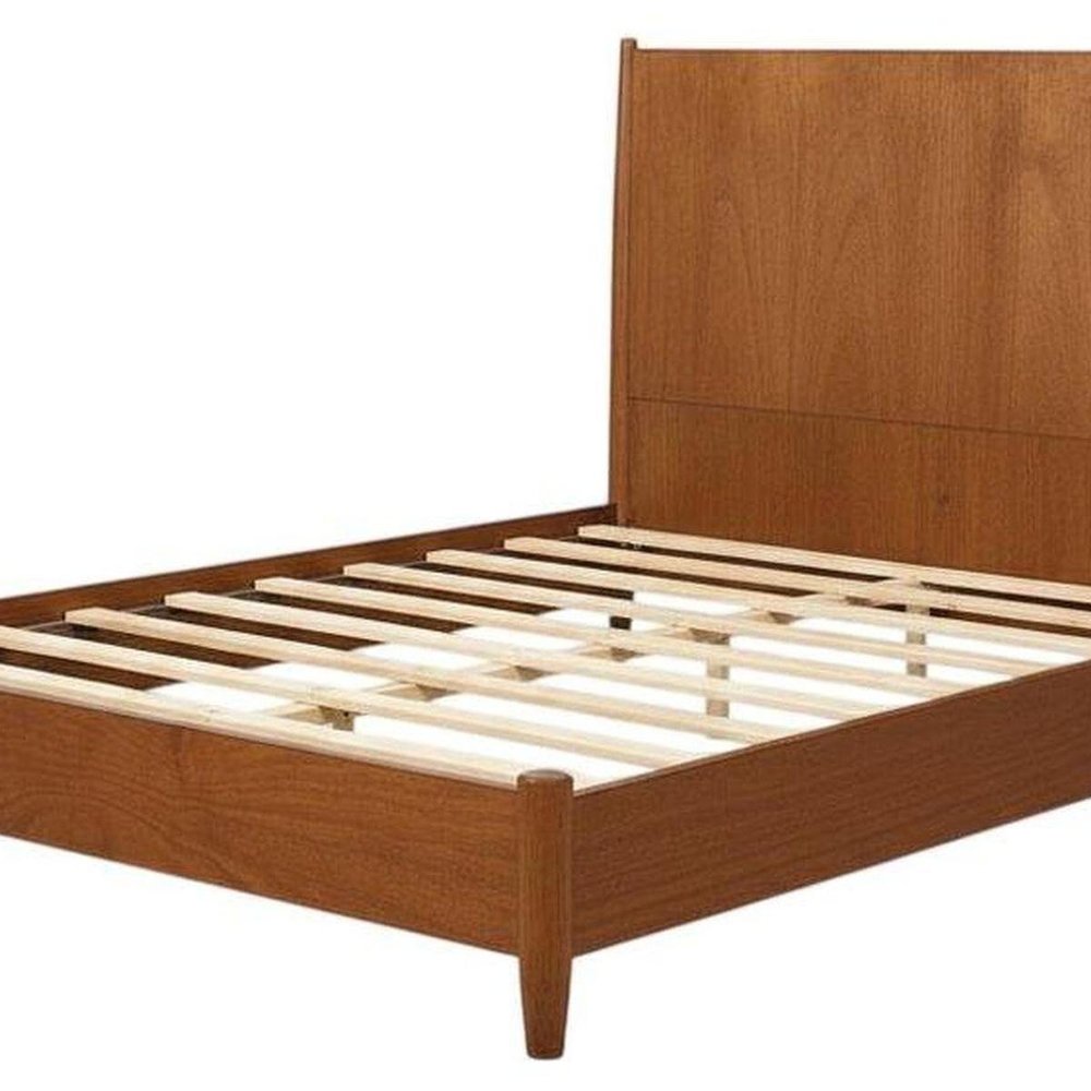 Brown Solid Wood Queen Bed Frame