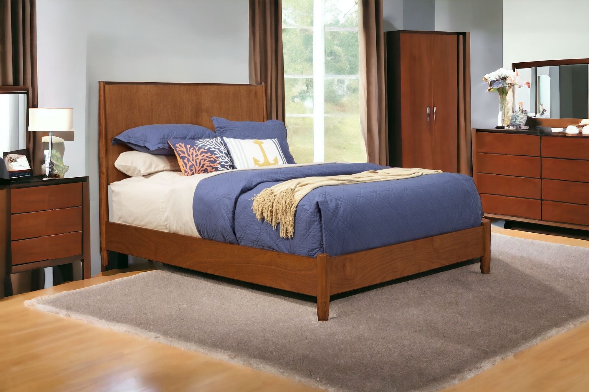 Brown Solid and Manufactured Wood King Bed