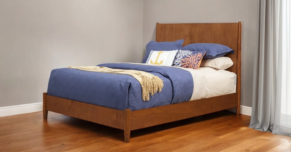 Brown Solid Wood King Bed Frame