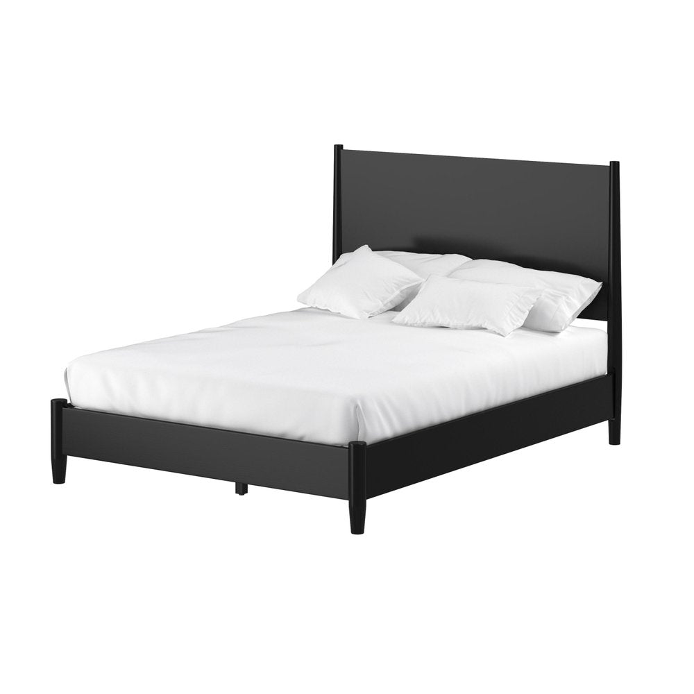 Black Solid Wood Queen Bed Frame