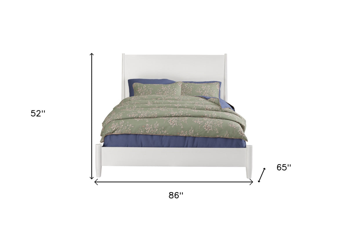 White Solid Wood Queen Bed Frame