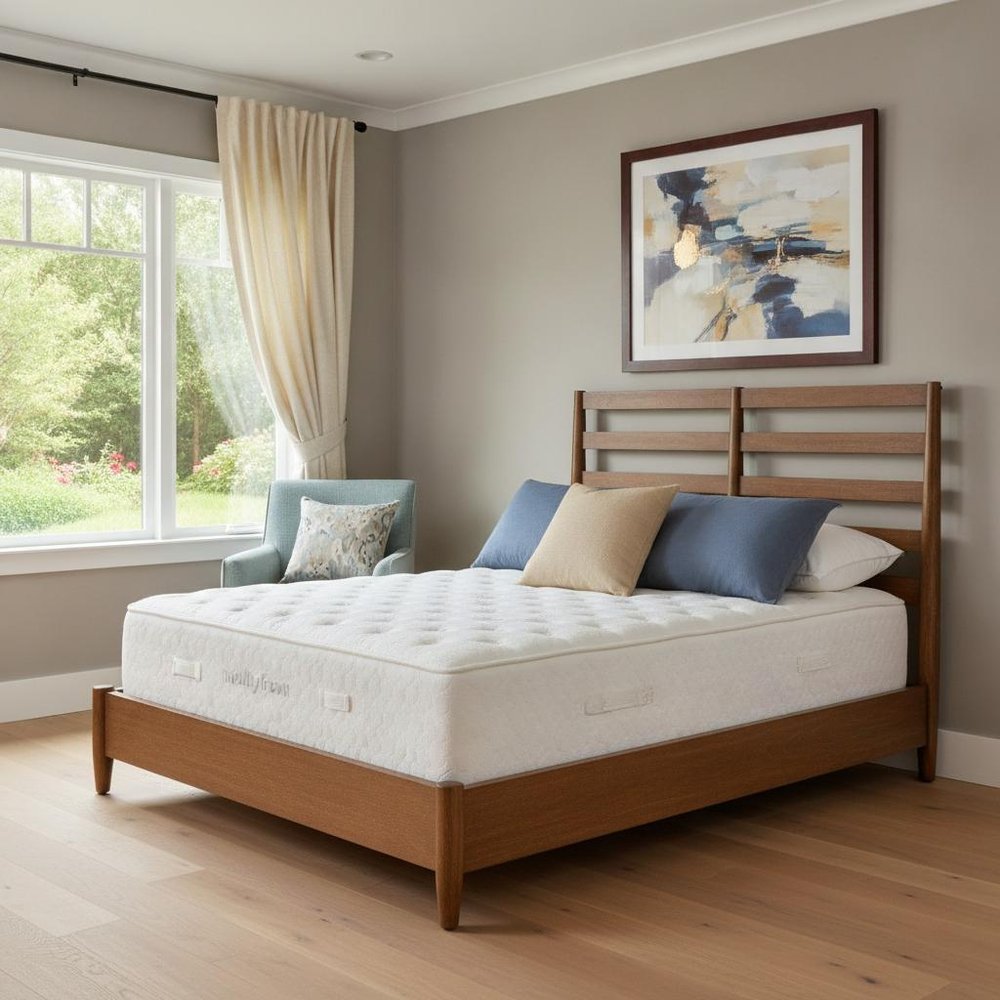 Brown Slat Back Solid Wood Full Bed Frame