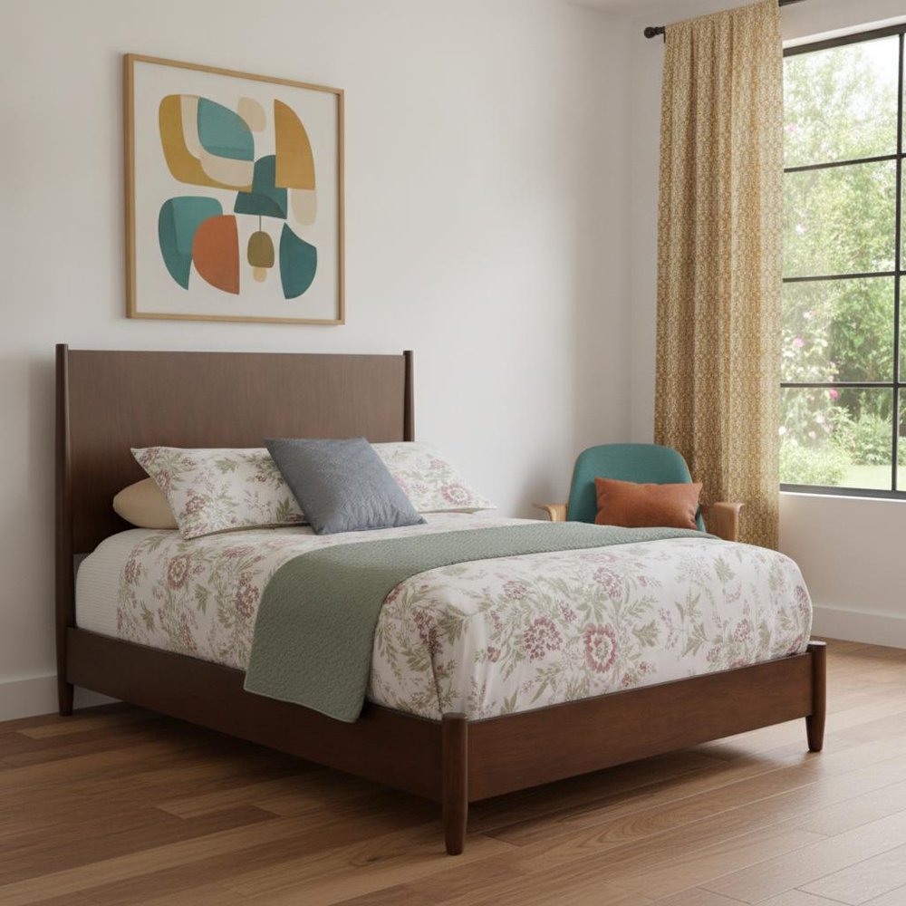 Brown Solid Wood Full Bed Frame