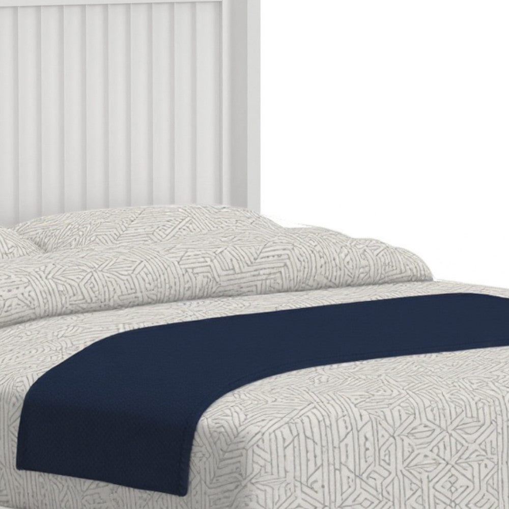 White Ribbed Texture Solid Wood California King Bed Frame