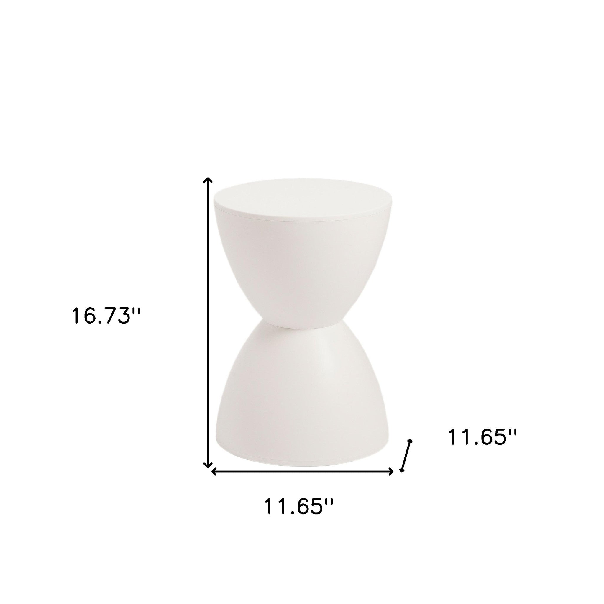 12" White Heavy Duty Plastic Hourglass Indoor Outdoor Side Table