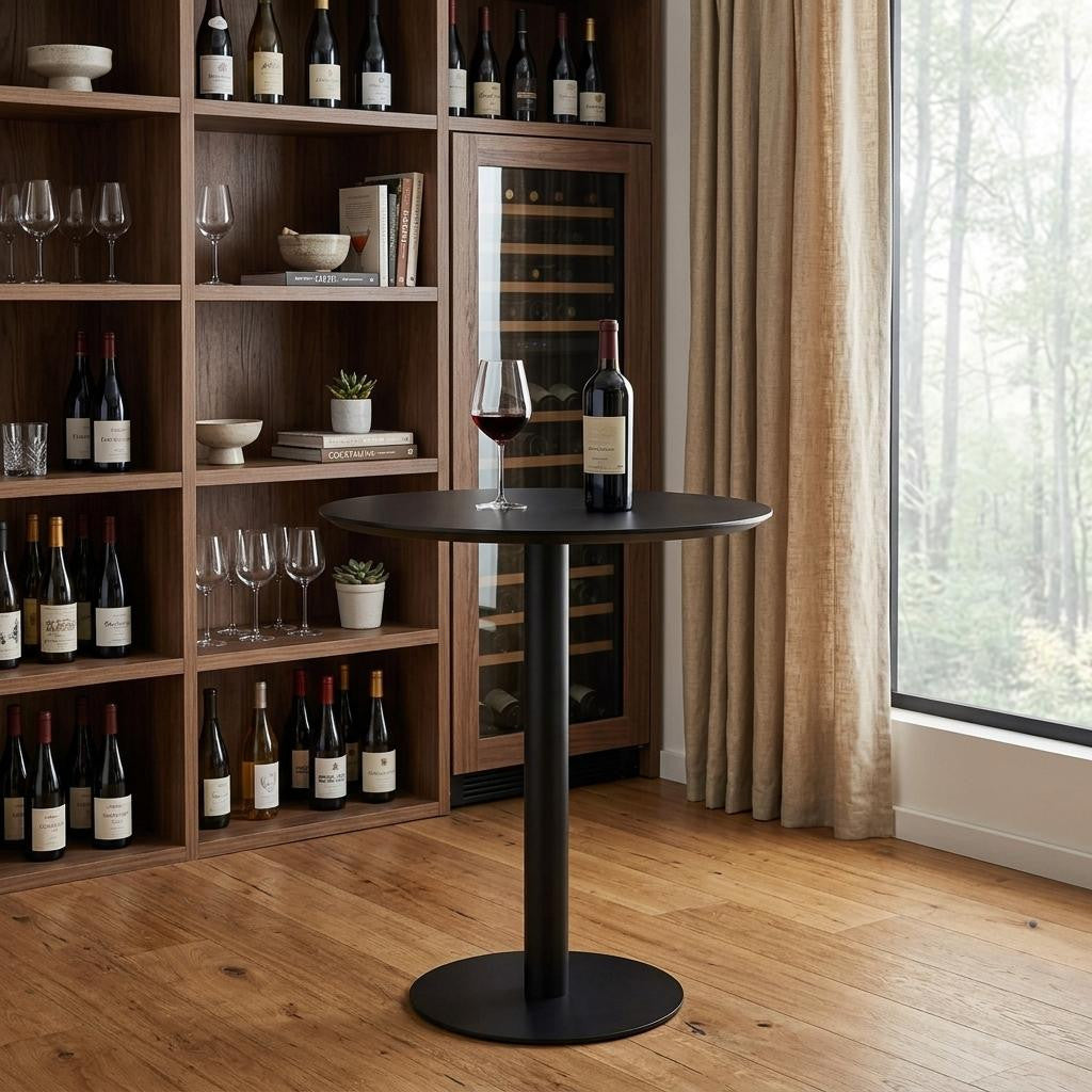 32" Black Rounded Steel Bar Table