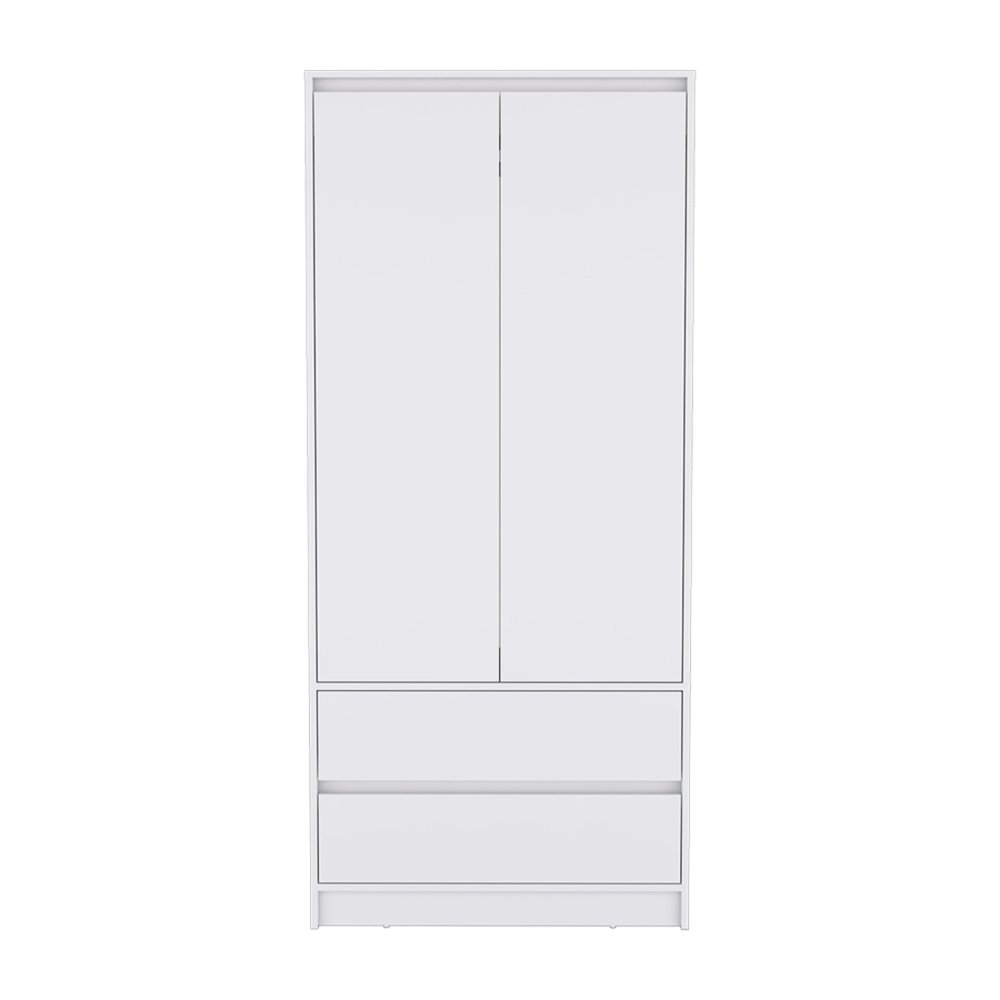 32" White Two Drawer Combo Dresser