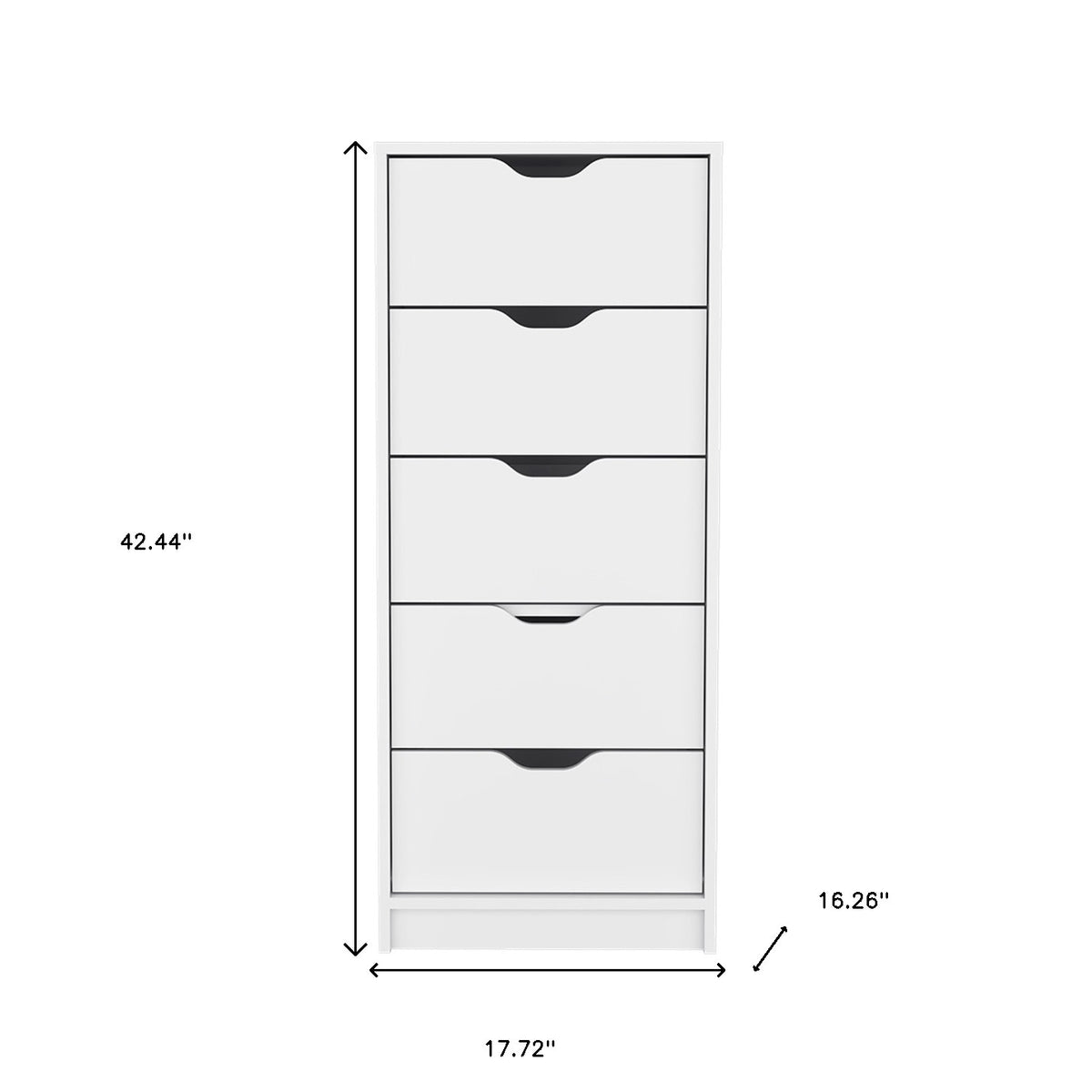 18" White Five Drawer Standard Chest