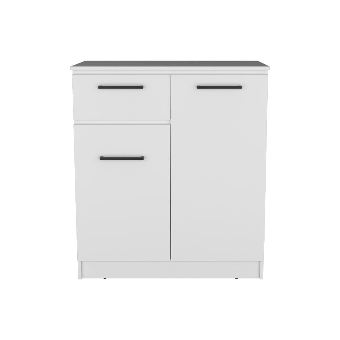 37" White Wood Accent Cabinet With Two Doors And One Drawer