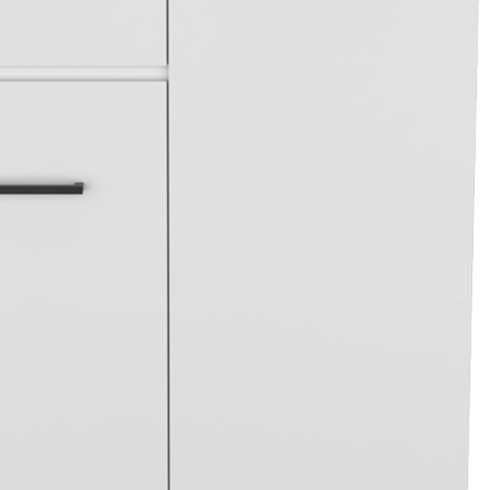 37" White Wood Accent Cabinet With Two Doors And One Drawer