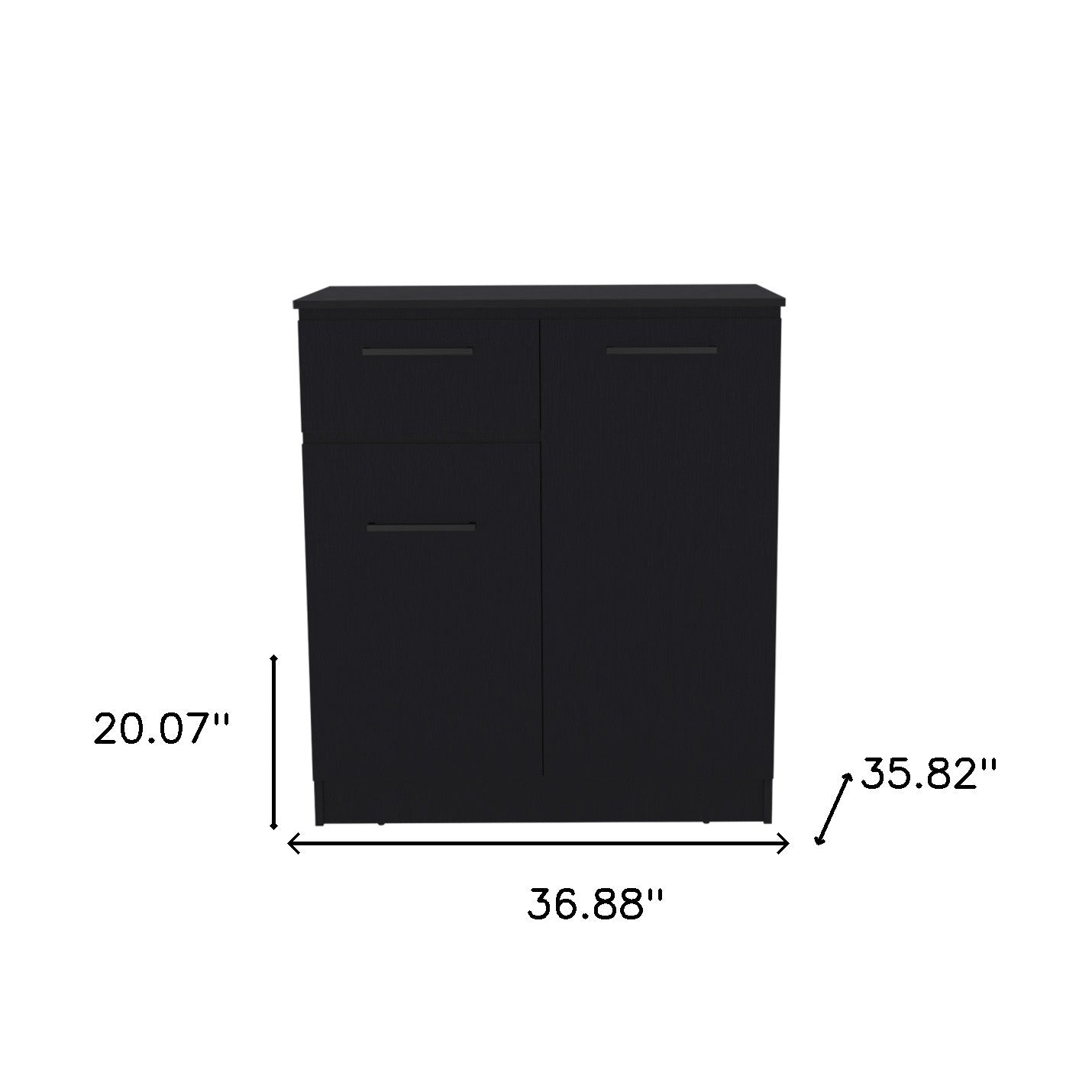37" Black Wood Accent Cabinet With Two Doors And One Drawer