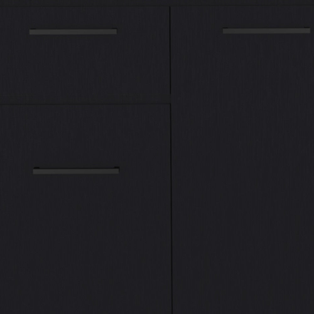 37" Black Wood Accent Cabinet With Two Doors And One Drawer